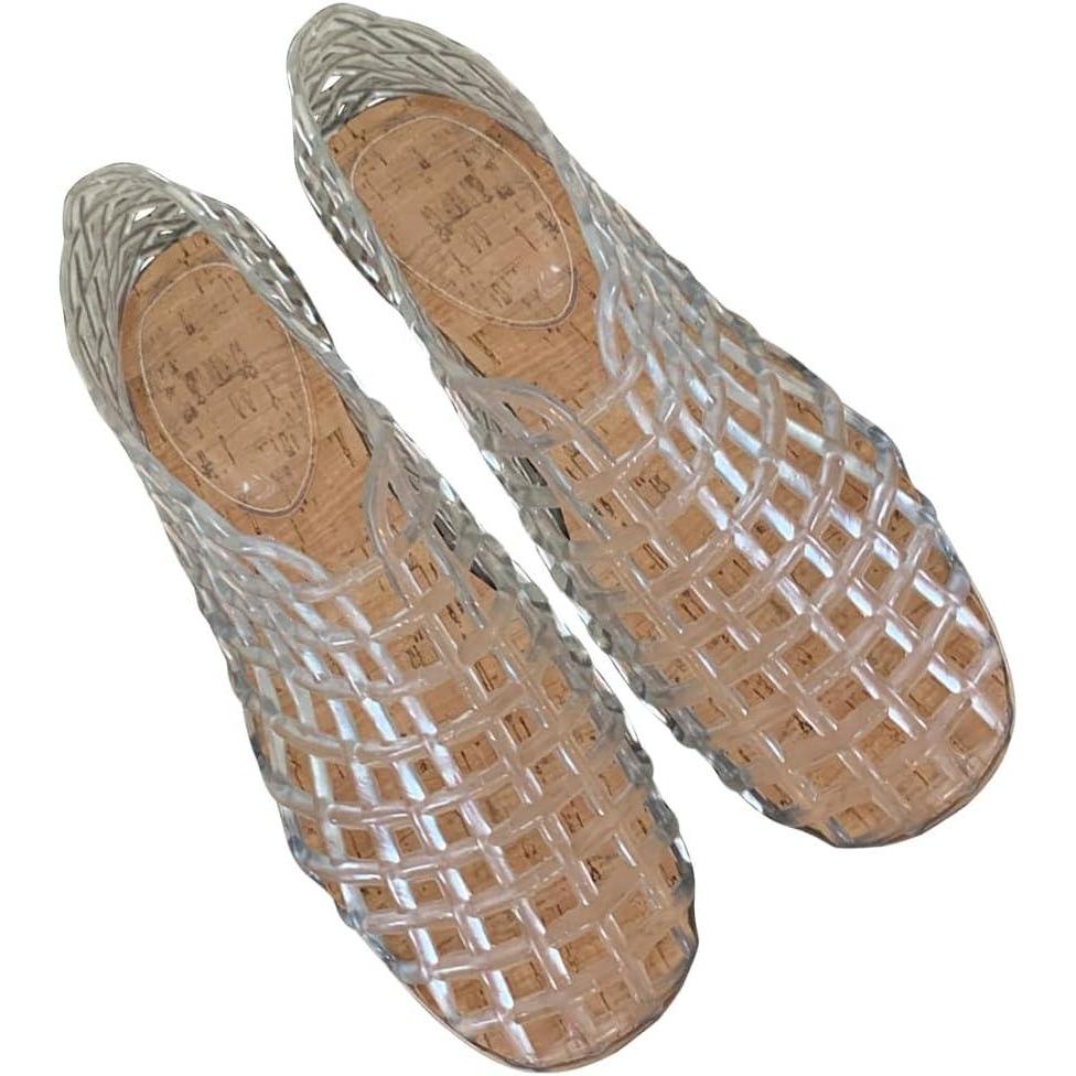 image:imageFemmes Jelly Flats Mode Slipon Flats Bout Carr Plage Jelly Chaussures Lgres Casual Sandales Plates Respirantes pour Les Voyages en Plein AirWhite