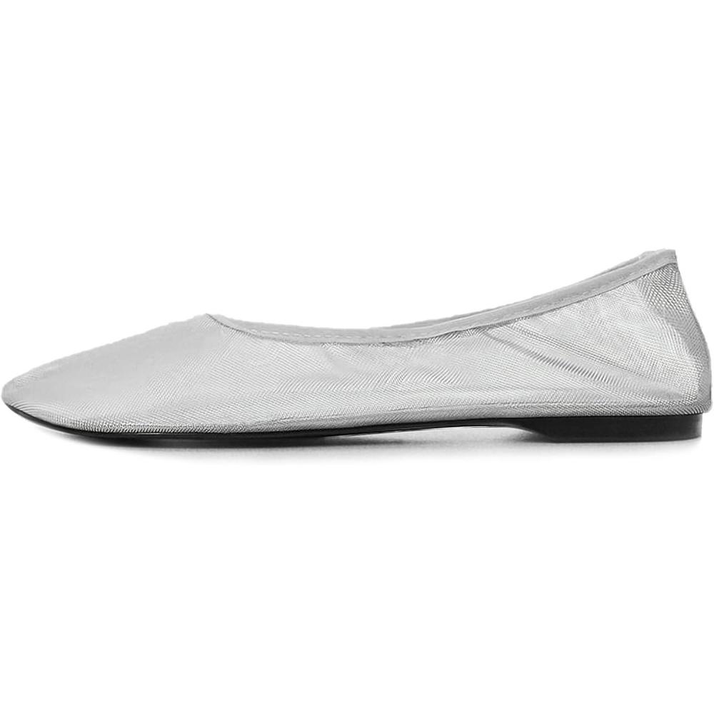 image:imageRUYI Ballerines en maille pour femme  Chaussures plates  enfiler  Ballerines dt confortables et douces  Chaussures plates lgantes pour femmeR02 Argent