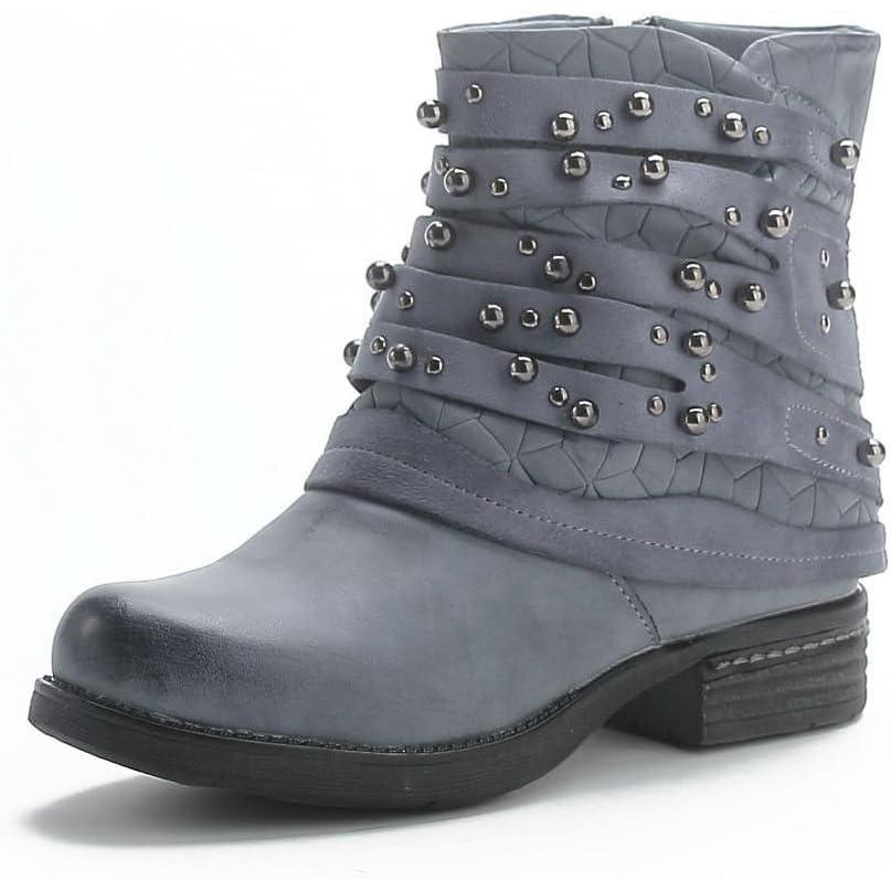 image:imageST016 Bottines de motard plates confortables pour femme avec fermeture clairSt016 Bleu