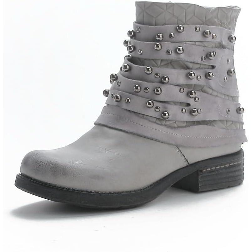 image:imageST016 Bottines de motard plates confortables pour femme avec fermeture clairSt016 Gris
