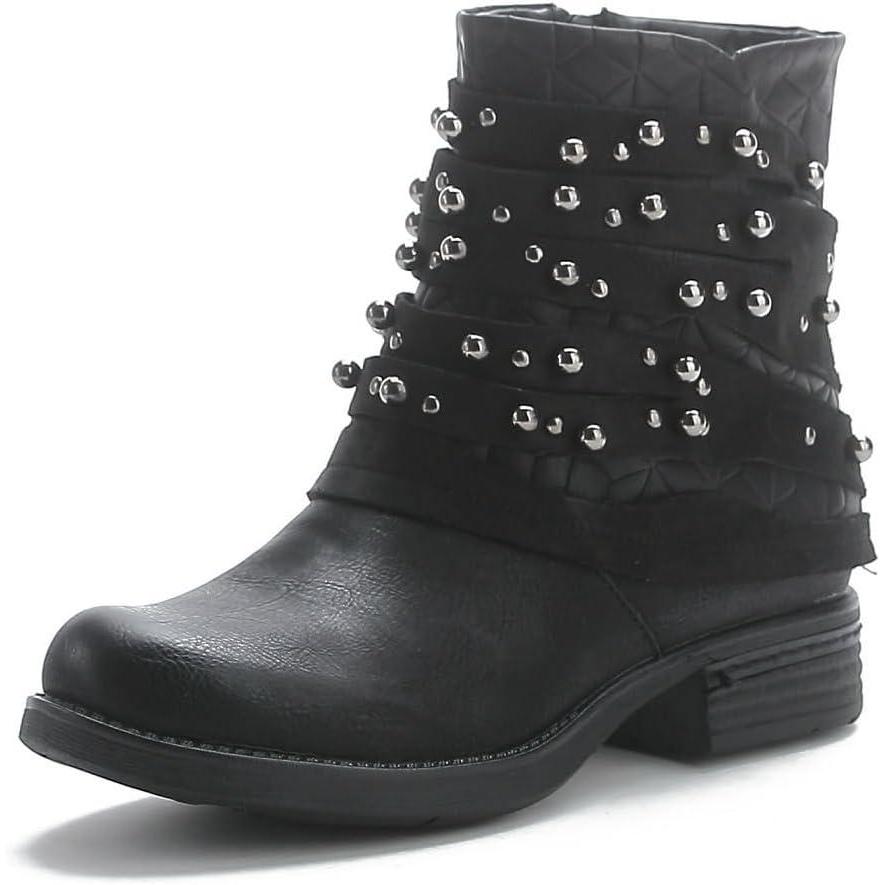 image:imageST016 Bottines de motard plates confortables pour femme avec fermeture clairSt016 Noir