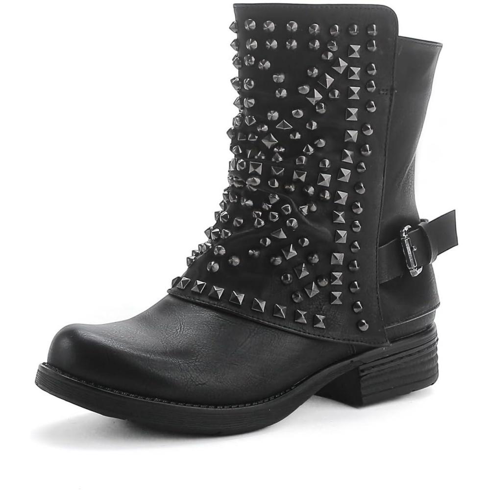 image:imageST016 Bottines de motard plates confortables pour femme avec fermeture clairSt03 Noir