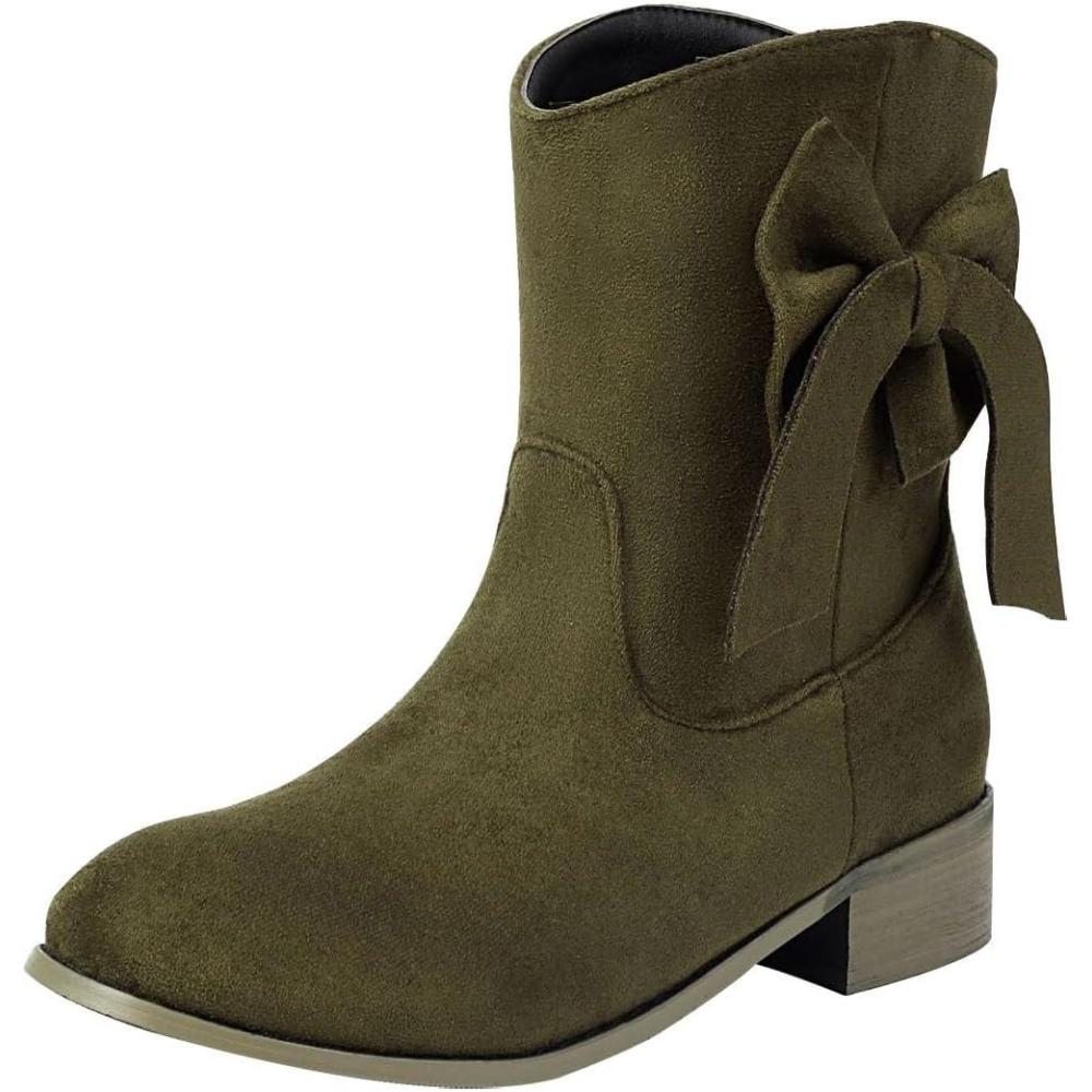 image:imageGenerisch Chelsea Bottines classiques pour femme Bottes courtes antidrapantes Bottes dhiver Chaussures de loisirs Bottines basses Bottes mimollets Bottines courtes AutomneVert