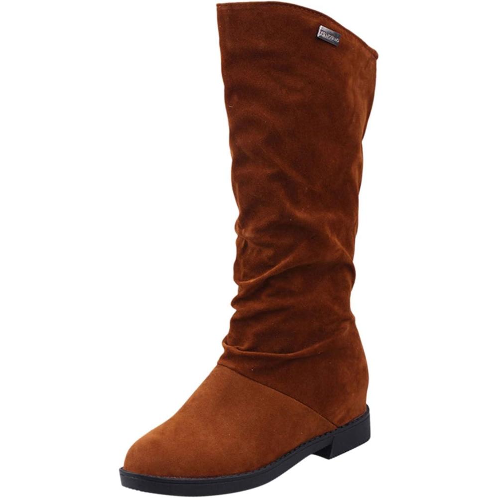 image:imageGnrique Bottes Hautes Femme Confort Chic Talon Bottes Blanc Noires Mi Mollet Cuissardes Cuissarde Fourres Confort Chaussures Vintage Sexy Haute Botte Moto Hiver Bottine ChaussureBrown