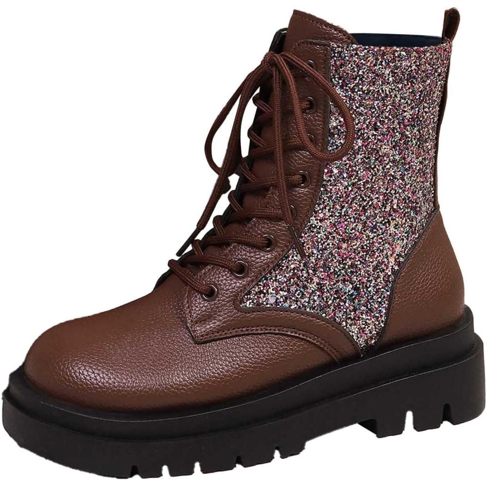 image:imageGnrique Bottines pour femmes mimollet la mode et confortables lacets talons bas et semelles paisses chaussures dcontractesBrown