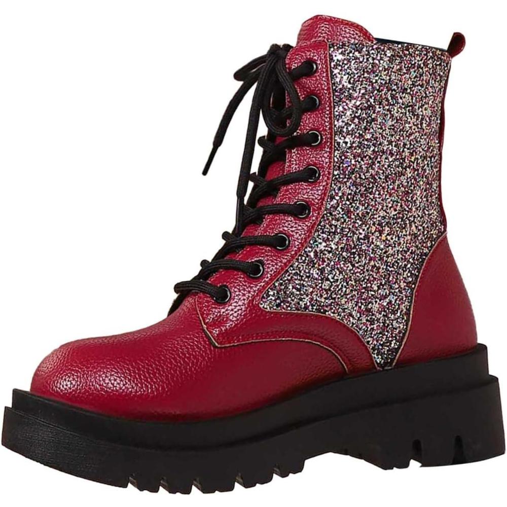 image:imageGnrique Bottines pour femmes mimollet la mode et confortables lacets talons bas et semelles paisses chaussures dcontractesRed