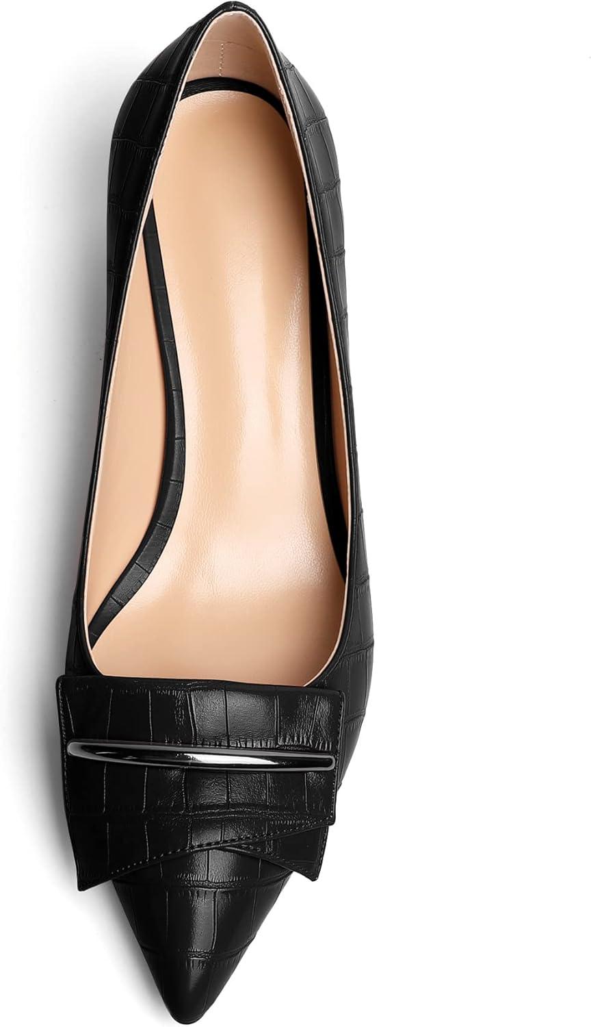 image:imageEDEFS Escarpins Femme Talon Bloc Bout Pointu Talon Moyen 5 cm lgants pour Mariage Fte et Tenue de SoireCrocodile Noir
