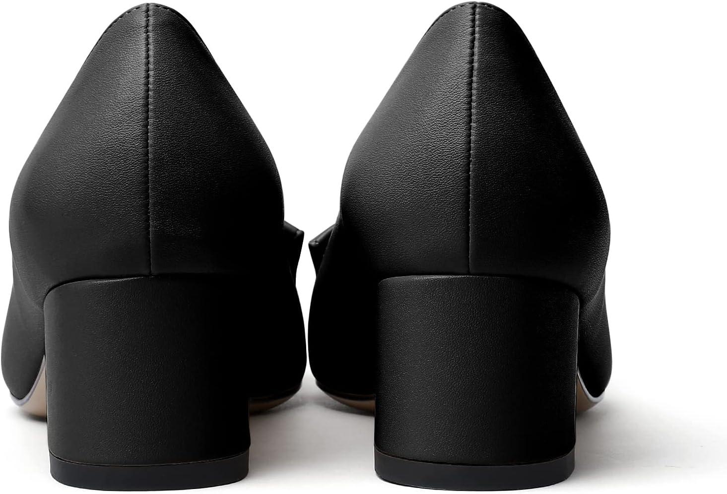 image:imageEDEFS Escarpins Femme Talon Bloc Bout Pointu Talon Moyen 5 cm lgants pour Mariage Fte et Tenue de SoireNoir Mat