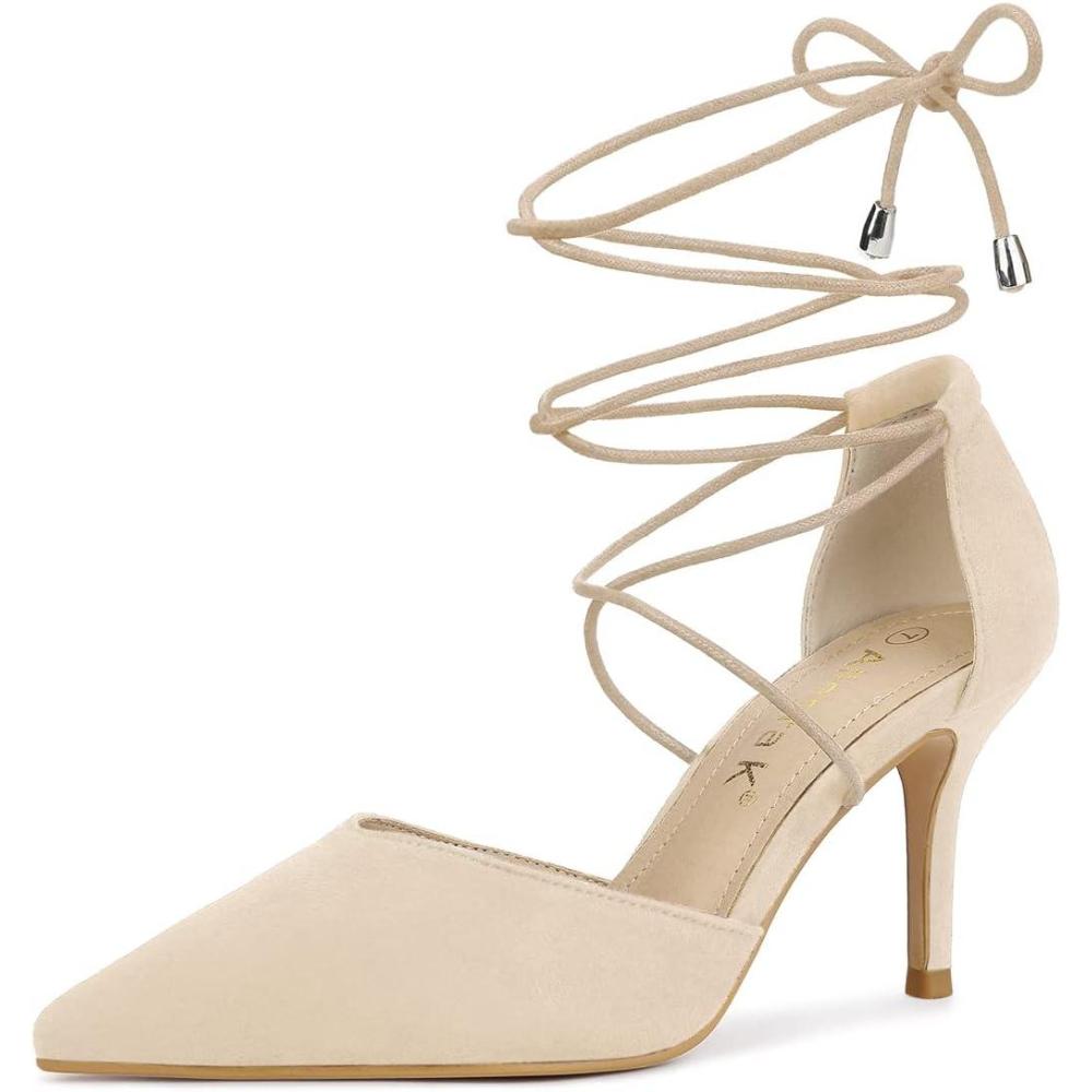 image:imageAllegra K carpins Lacets pour Femm carpins Talons aiguils Bout PointuBeige