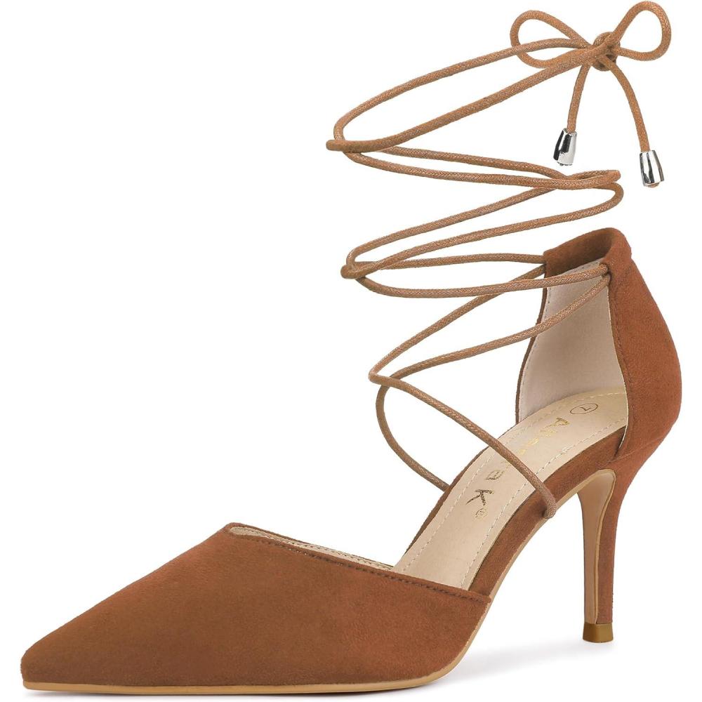image:imageAllegra K carpins Lacets pour Femm carpins Talons aiguils Bout PointuBrun