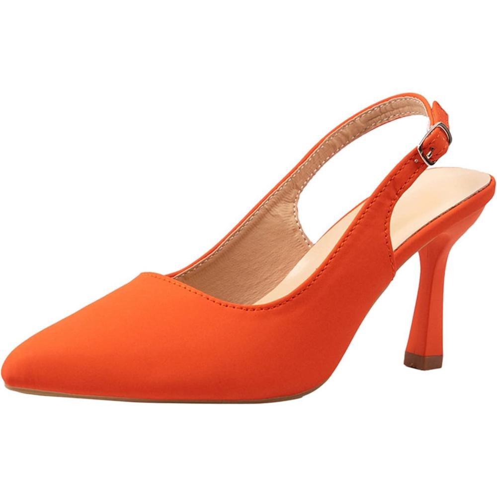 image:imageEscarpins bout pointu avec bride arrire pour femme Talon bas et bout ferm 7 cmOrange