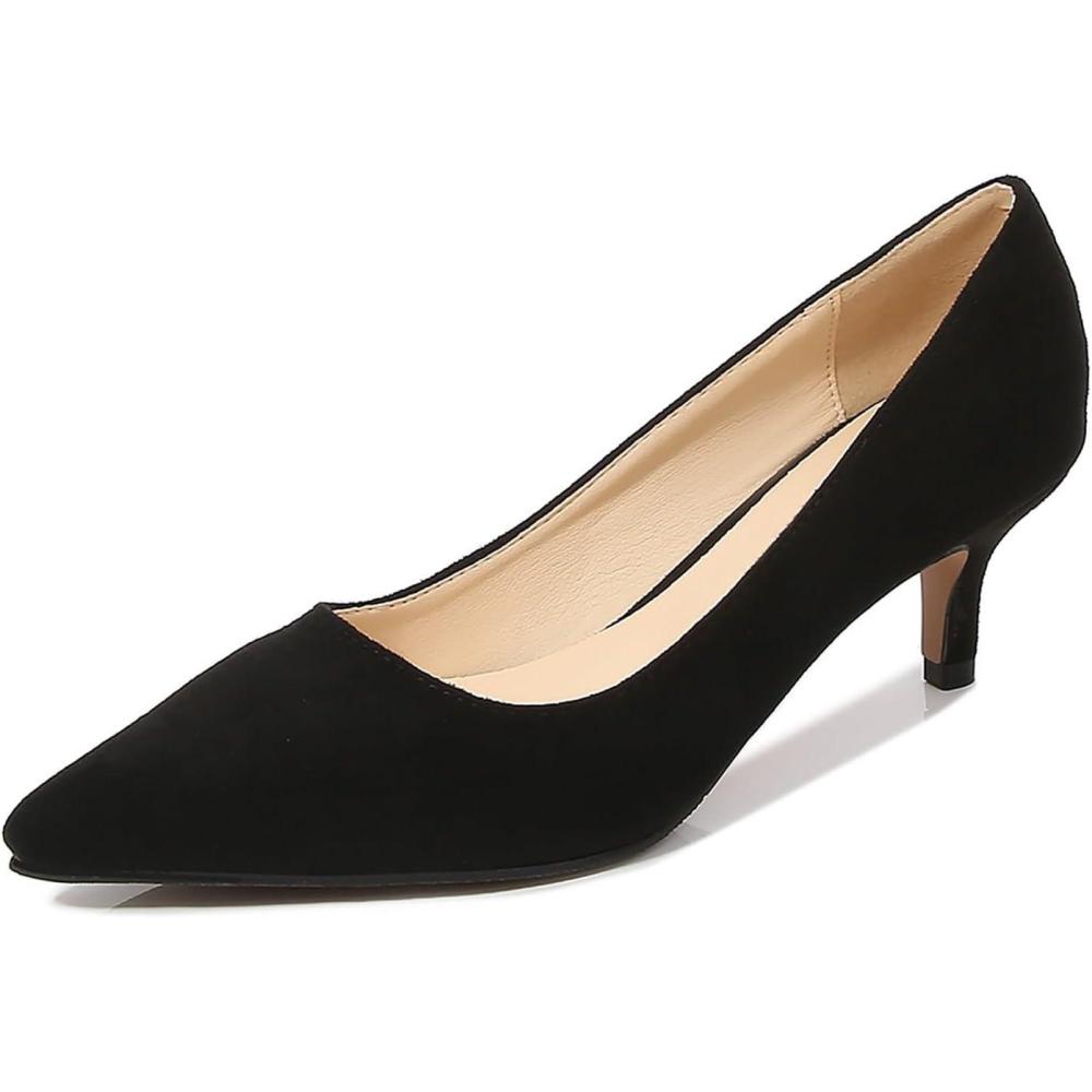 image:imageEscarpins talons bas ferms bout pointu pour femme Escarpins enfiler Pour le travail formel Pour robe de mariage fte mariageNoir