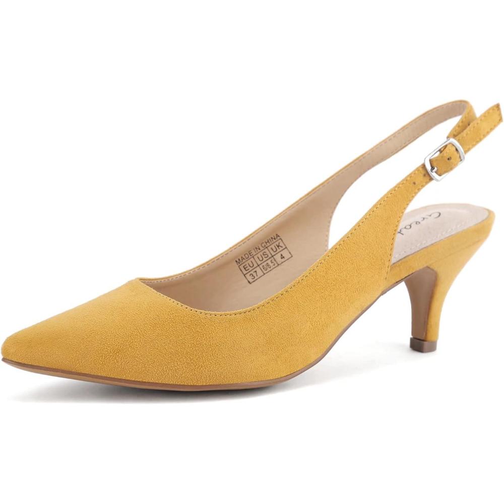 image:imageGreatonu Escarpins Talons pour Femme avec Bout Pointu et Bride arrireJaune