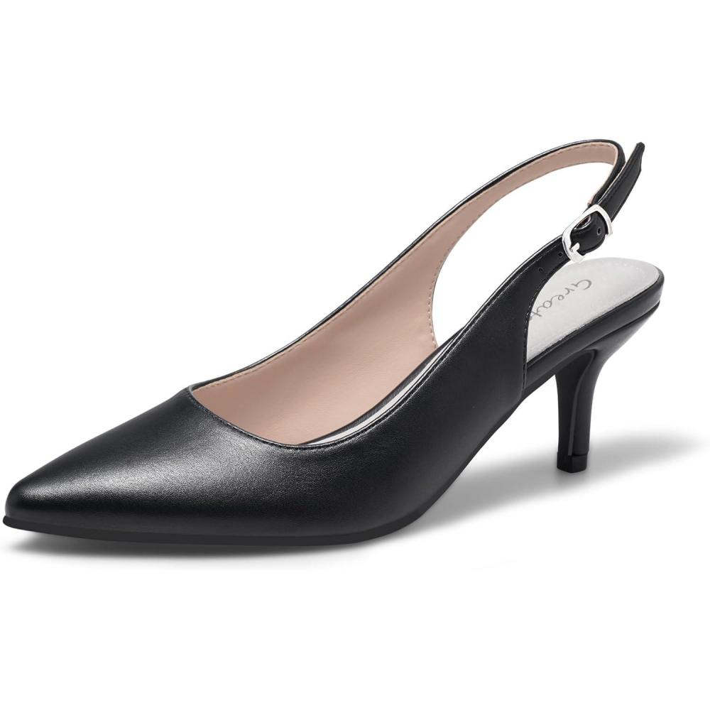 image:imageGreatonu Escarpins Talons pour Femme avec Bout Pointu et Bride arrireNoir Pu
