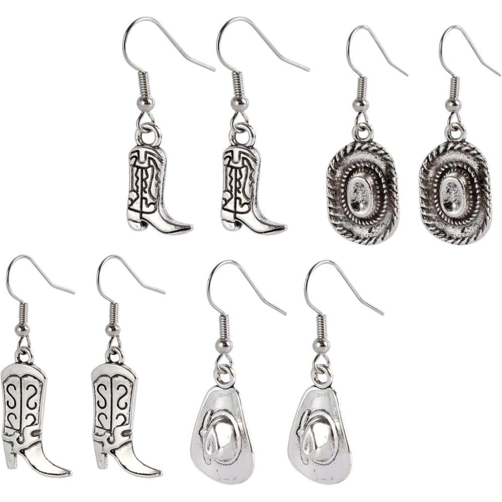 image:image4 paires de boucles doreilles de bottes de cowgirl Boucles doreilles de bottes de cow girl occidentale Style Vintage Idal pour festivals country soires thme western et tenues quotidiennes