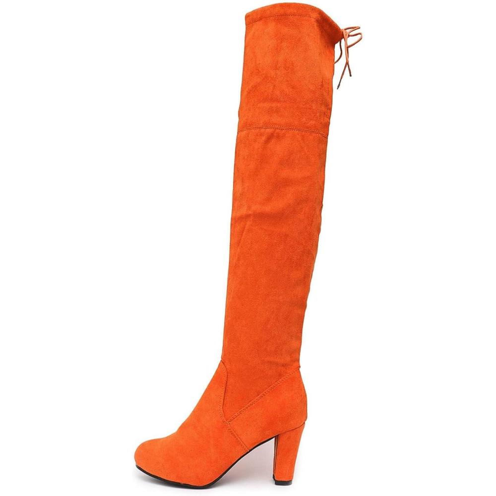 image:imageENEN Santiag Femme Cuir Western Taille 3543 Santiag Femme Gros Mollet Bottes Cowboy Talon Haut avec Fermeture clair Bottes Western Country pour Trekking3128 Orange