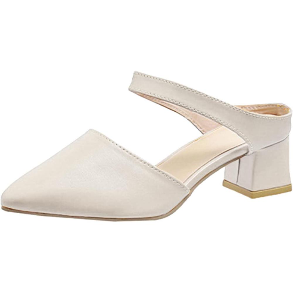 image:imageEscarpins dcontracts talon haut pais couleur unie et bout pointu Chaussures en toile pour femme NoirBeige