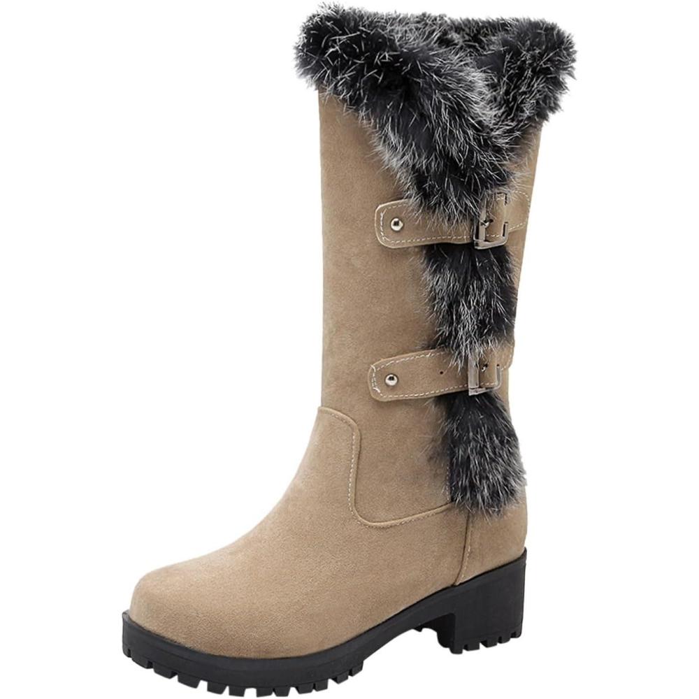 image:imageGnrique Bottes Hautes Femme Blanc Vintage Cuissardes Moto Talon Mi Mollet Bottes Chaussures Hiver Sexy Haute Botte Noires Confort Chic Chaussure Fourres Confort Cuissarde BottineWhite
