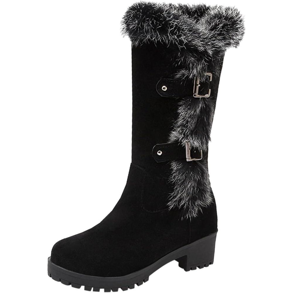 image:imageGnrique Bottes Hautes Femme Blanc Vintage Cuissardes Moto Talon Mi Mollet Bottes Chaussures Hiver Sexy Haute Botte Noires Confort Chic Chaussure Fourres Confort Cuissarde BottineNoir