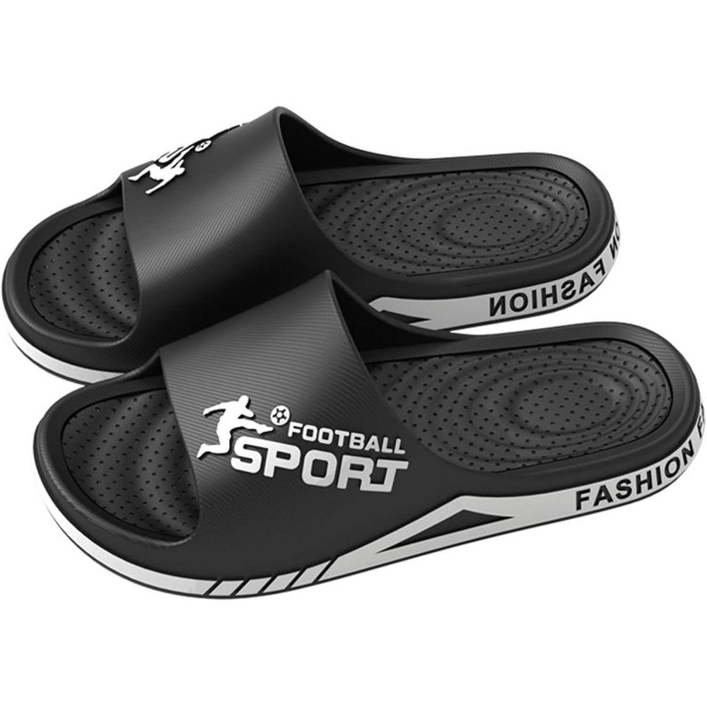 image:imageSlippers pour Femme Claquette Hommes Sandales Piscine Trs Douces Antidrapante Slides Cloud Soft Claquettes Pantoufles extrieuresLe Noir