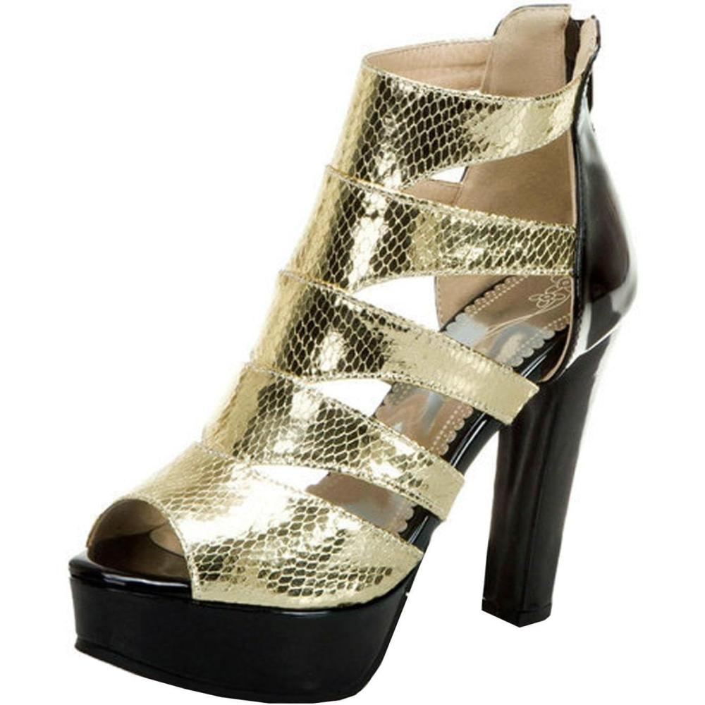 image:imageTalons Hauts Femmes Bloc pais vider Sandales Plateforme Escarpins Bout Ouvert Robe Soire Chaussures Soire 115cmBlack45Gold
