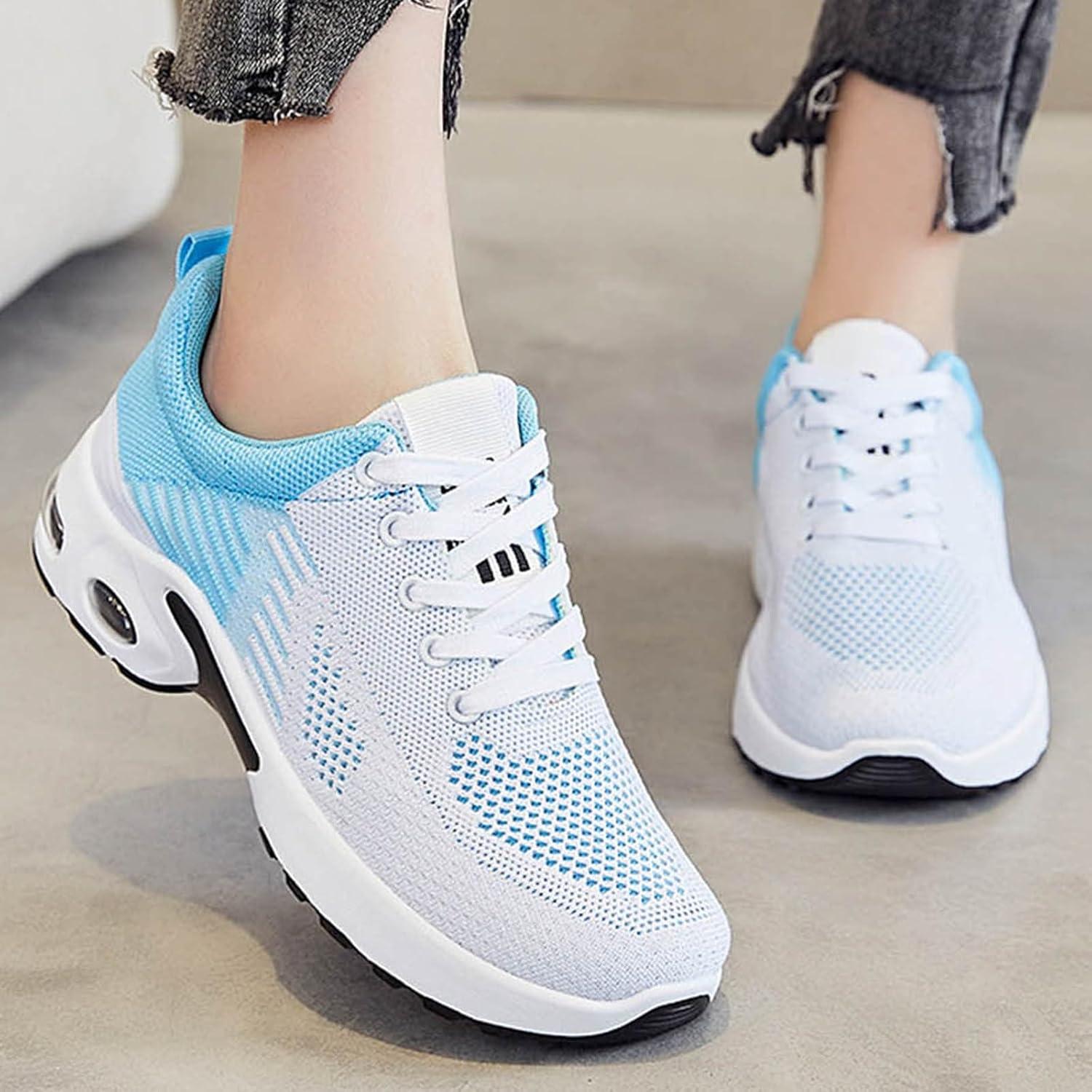 image:imageBasket De Marche Femme Infirmiere Baskets orthopdiques Chaussures de Marche avec Soutien de la vote Plantaire dcontractes en Maille Respirante avec Coussin dair03a03 Bleu