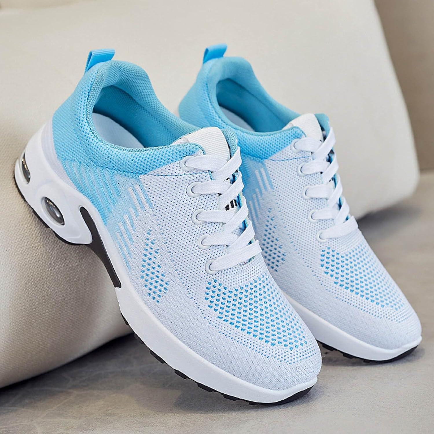 image:imageBasket De Marche Femme Infirmiere Baskets orthopdiques Chaussures de Marche avec Soutien de la vote Plantaire dcontractes en Maille Respirante avec Coussin dair03a03 Bleu