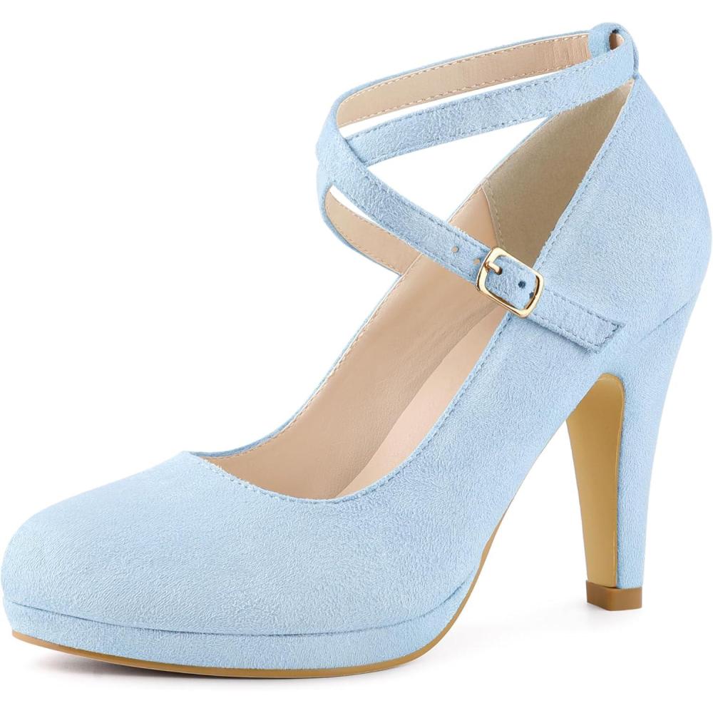 image:imageAllegra K Escarpins Mary Jane Plateforme et Bride croise pour FemmesHellblau