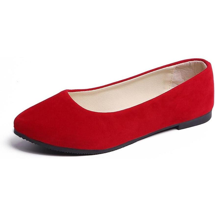 image:imageBallerines Classiques pour Femmes Ballerines Fashion Flats pour Femme Bout Ferm Appartements Confortable Ballerines Femme Chaussures Plates Ballerines Bout PointuA Rouge