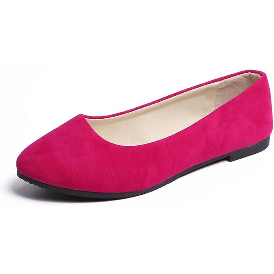 image:imageBallerines Classiques pour Femmes Ballerines Fashion Flats pour Femme Bout Ferm Appartements Confortable Ballerines Femme Chaussures Plates Ballerines Bout PointuA Rose Rouge
