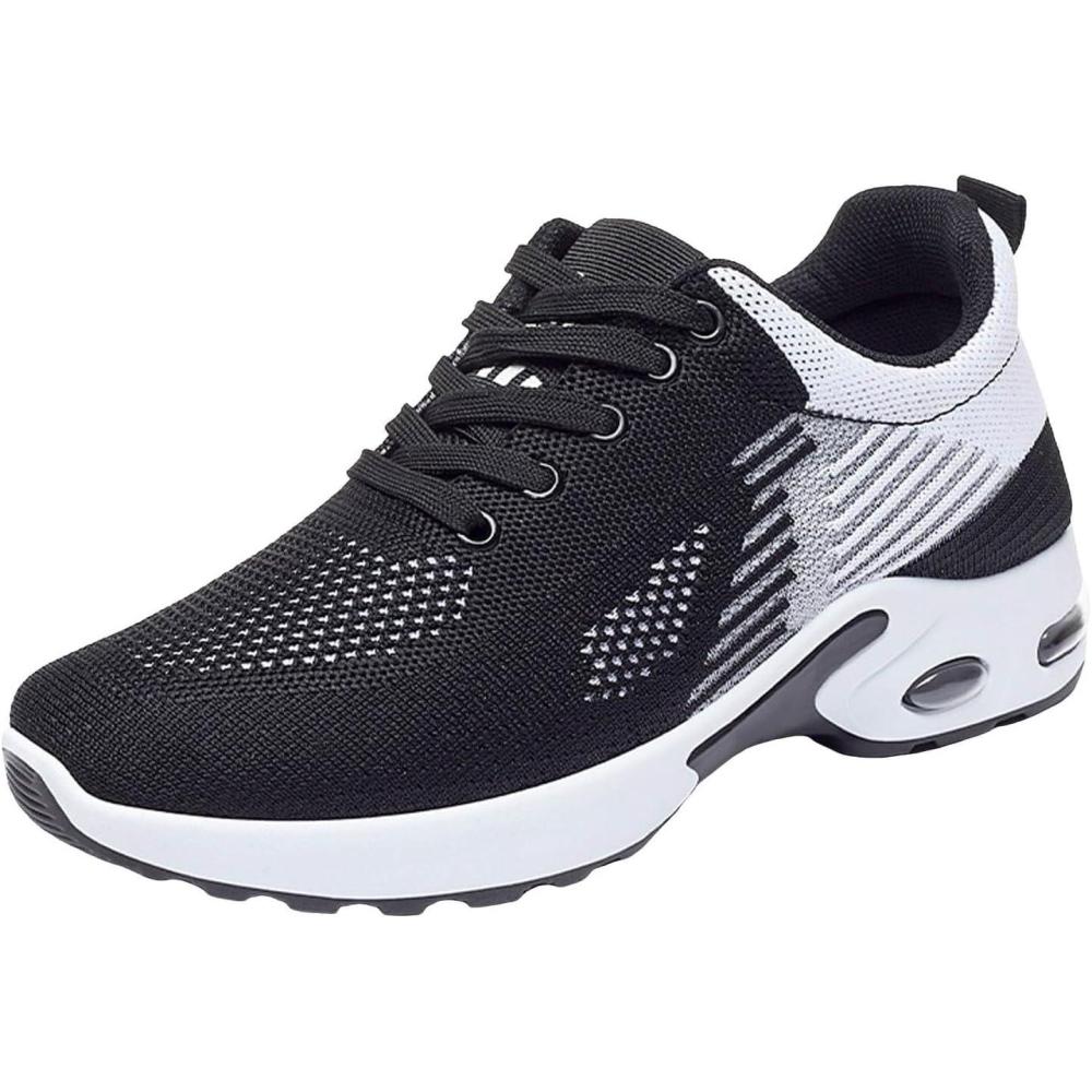 image:imageBasket De Marche Femme Infirmiere Baskets orthopdiques Chaussures de Marche avec Soutien de la vote Plantaire dcontractes en Maille Respirante avec Coussin dair03a03 Noir