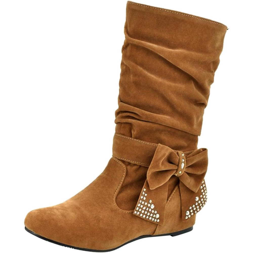 image:imageBottines mimollet pour femme en daim avec nud papillon et tige large Style rtro lgant Talon bas Bout rond Chaussures dcontractes pour fte et mariage jaune 395 EU