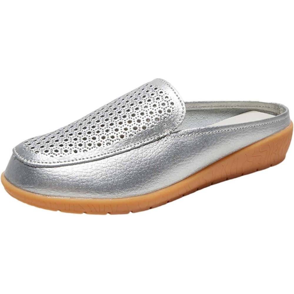 image:imageChaussures CompensEs Femme T Chaussures pour femmes talons grossiers bottes courtes en cuir bottes talons hauts femmes glissire Orthopdique Marche Basket Respirantes Antidrapantes BasketsArgent