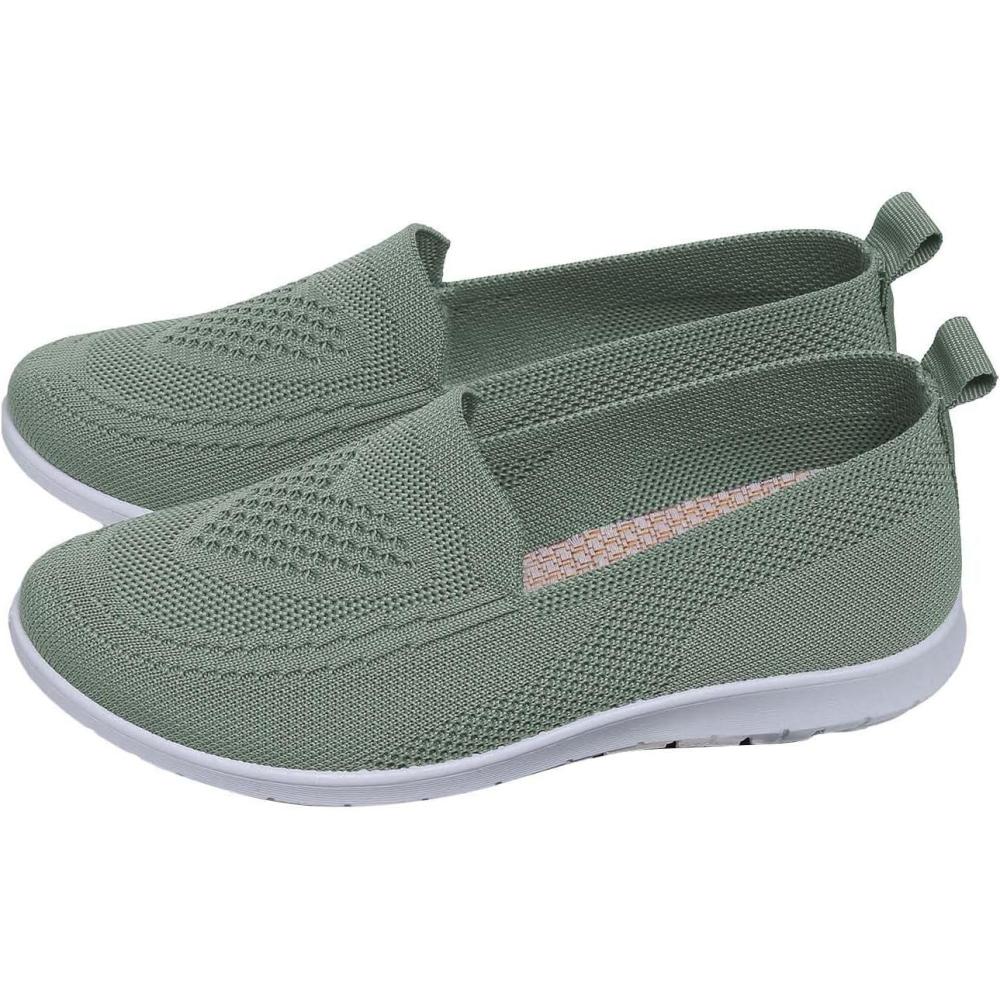 image:imageChaussures Orthopdiques pour Femme sans Lacets Orthopdique Baskets Respirant Maille Marche Sneakers Lgres Antidrapantes Tennis Basquettes Dcontractes Soulagement des Pieds ChaussureA13 Green