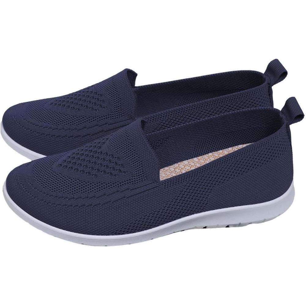 image:imageChaussures Orthopdiques pour Femme sans Lacets Orthopdique Baskets Respirant Maille Marche Sneakers Lgres Antidrapantes Tennis Basquettes Dcontractes Soulagement des Pieds ChaussureA12 Dark Blue