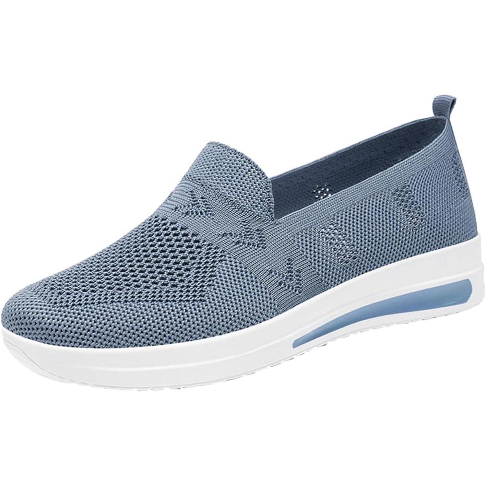 image:imageChaussures Orthopdiques pour Femme sans Lacets Orthopdique Baskets Respirant Maille Marche Sneakers Lgres Antidrapantes Tennis Basquettes Dcontractes Soulagement des Pieds ChaussureA2 Blue