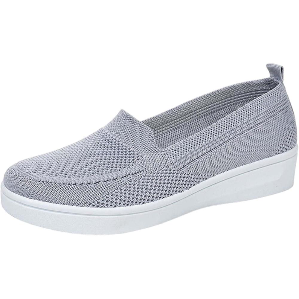 image:imageChaussures Orthopdiques pour Femme sans Lacets Orthopdique Baskets Respirant Maille Marche Sneakers Lgres Antidrapantes Tennis Basquettes Dcontractes Soulagement des Pieds ChaussureA9 Grey