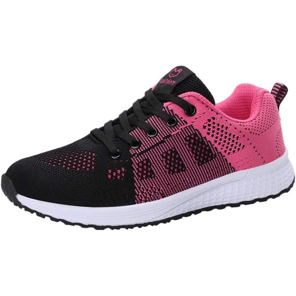 image:imageFemme Chaussures de Running pour Course Sports Fitness Respirant Mesh Chaussures de Sport Gym Fitness Baskets Athltiques Jogging Sneakers Chaussures de Sport pour Femme CompensesRose
