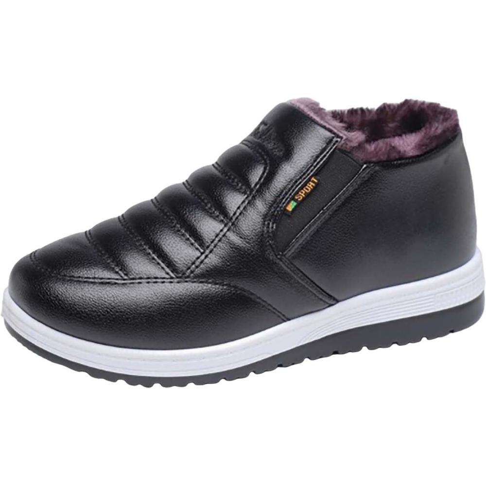 image:imageGenerisch Bottines dhiver pour femme Raquettes de neige paisses Impermables Antidrapantes Semelle souple Bottes dhiver mimollet Bottes de neige pour le sport et les loisirsNoir