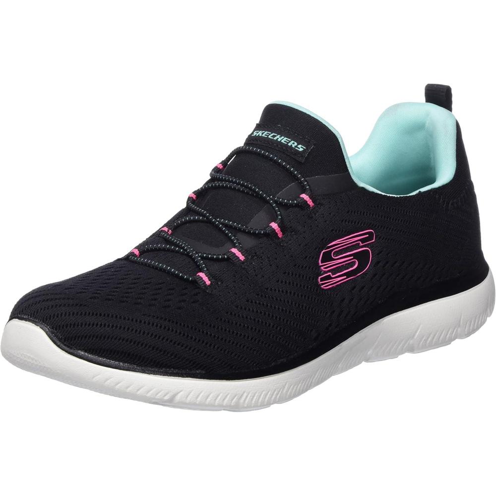 image:imageSkechers Summits Fast Attraction BasketsFilleBlack Mesh Lt Blue Pink Trim