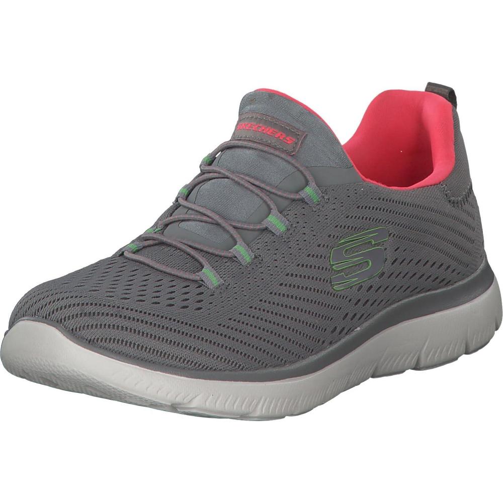 image:imageSkechers Summits Fast Attraction BasketsFilleMaille Grise Bordure Rose Vif Citron Vert