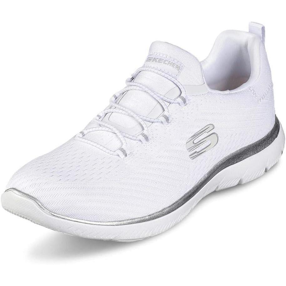 image:imageSkechers Summits Fast Attraction BasketsFilleWhite Mesh Silver Trim