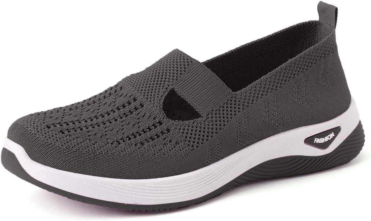 image:imageChaussures Orthopdiques pour Femme Chaussures sans Lacets Antidrapantes avec Maille pour Femme Basket de Marche Plateforme Orthopdique Lgres et Confortables03 Gris