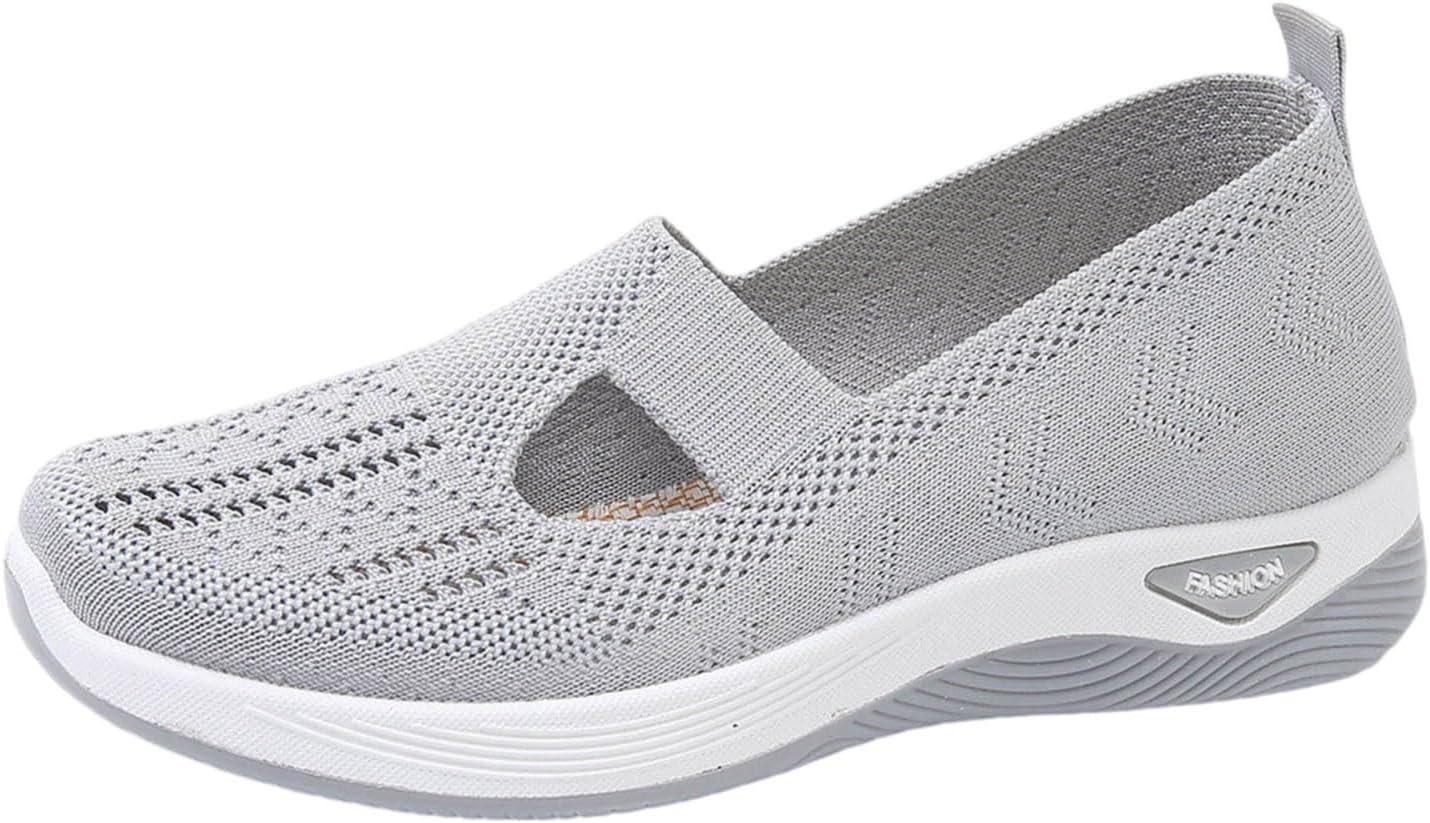 image:imageChaussures Orthopdiques pour Femme Chaussures sans Lacets Antidrapantes avec Maille pour Femme Basket de Marche Plateforme Orthopdique Lgres et Confortables01 Gris