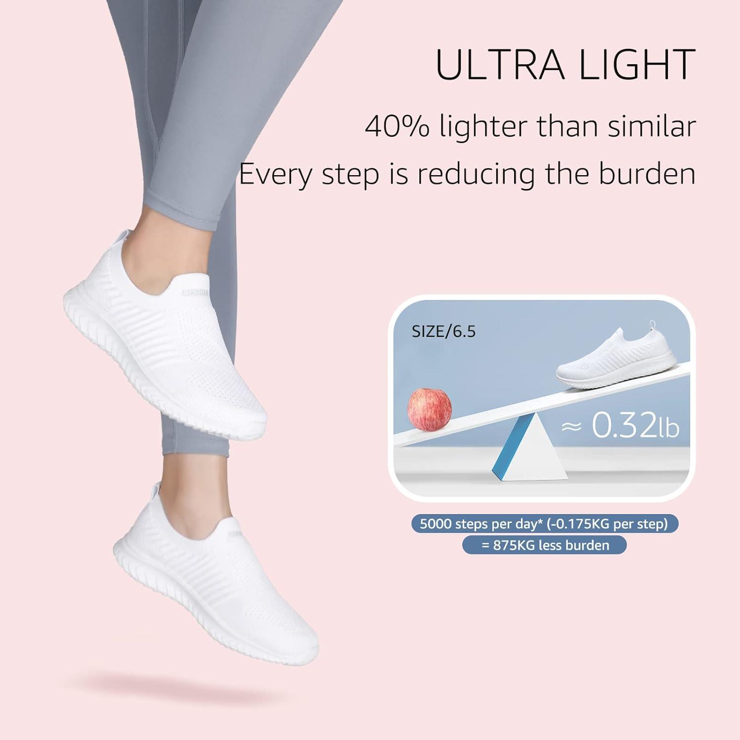 image:imageSTQ Basket Femme Chaussures de Sport sans Lancts Confortable Chic Respirantes Mode de Ville Marche Slip on Fitness Tennis Travail Lgres Enfiler Running Outdoor Gym Jogging Course Basquette SneakersBlanc