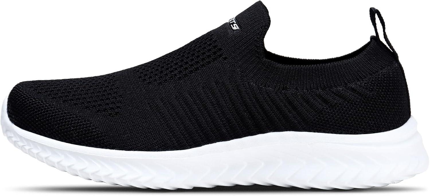image:imageSTQ Basket Femme Chaussures de Sport sans Lancts Confortable Chic Respirantes Mode de Ville Marche Slip on Fitness Tennis Travail Lgres Enfiler Running Outdoor Gym Jogging Course Basquette SneakersNoir Blanc