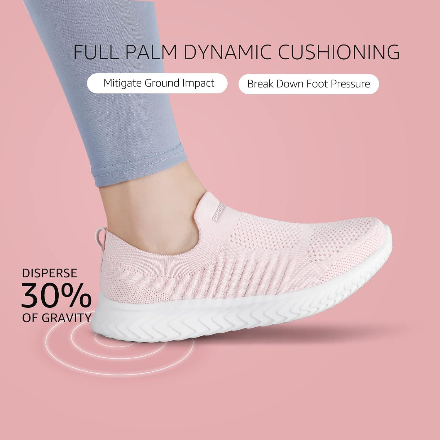 image:imageSTQ Basket Femme Chaussures de Sport sans Lancts Confortable Chic Respirantes Mode de Ville Marche Slip on Fitness Tennis Travail Lgres Enfiler Running Outdoor Gym Jogging Course Basquette SneakersRose