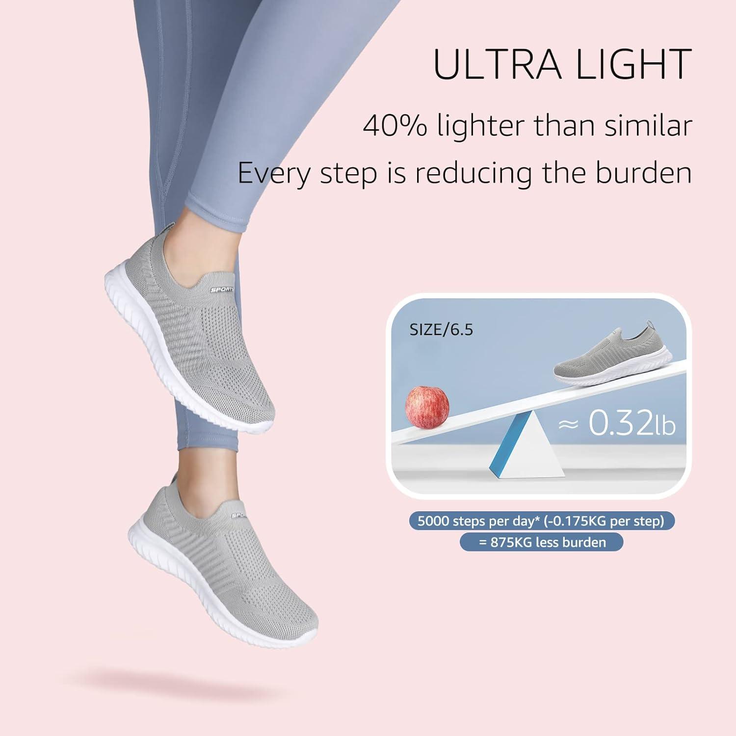 image:imageSTQ Basket Femme Chaussures de Sport sans Lancts Confortable Chic Respirantes Mode de Ville Marche Slip on Fitness Tennis Travail Lgres Enfiler Running Outdoor Gym Jogging Course Basquette SneakersGris