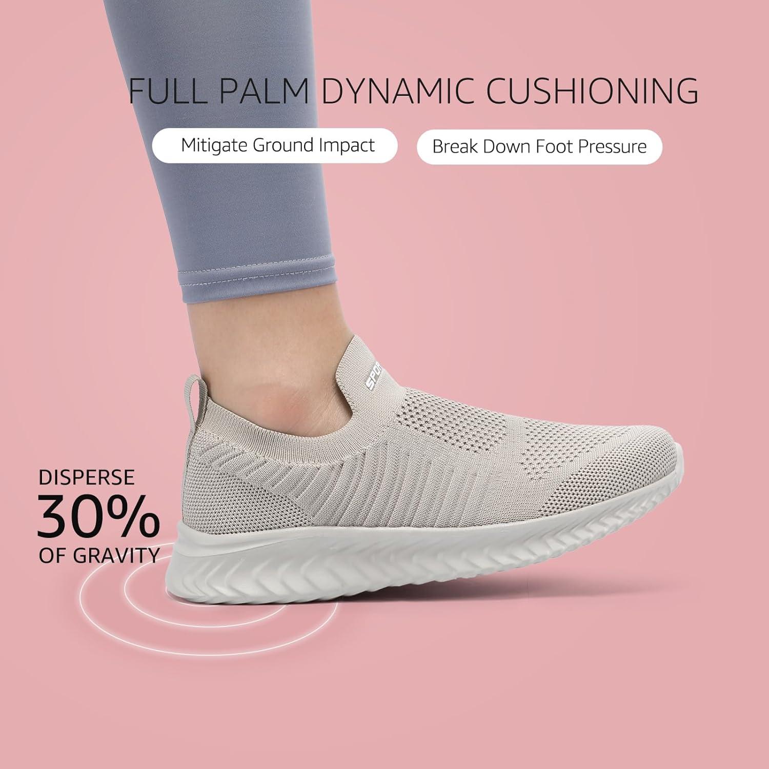 image:imageSTQ Basket Femme Chaussures de Sport sans Lancts Confortable Chic Respirantes Mode de Ville Marche Slip on Fitness Tennis Travail Lgres Enfiler Running Outdoor Gym Jogging Course Basquette SneakersMarron