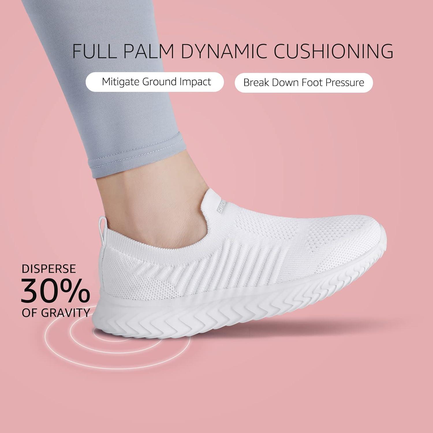 image:imageSTQ Basket Femme Chaussures de Sport sans Lancts Confortable Chic Respirantes Mode de Ville Marche Slip on Fitness Tennis Travail Lgres Enfiler Running Outdoor Gym Jogging Course Basquette SneakersBlanc